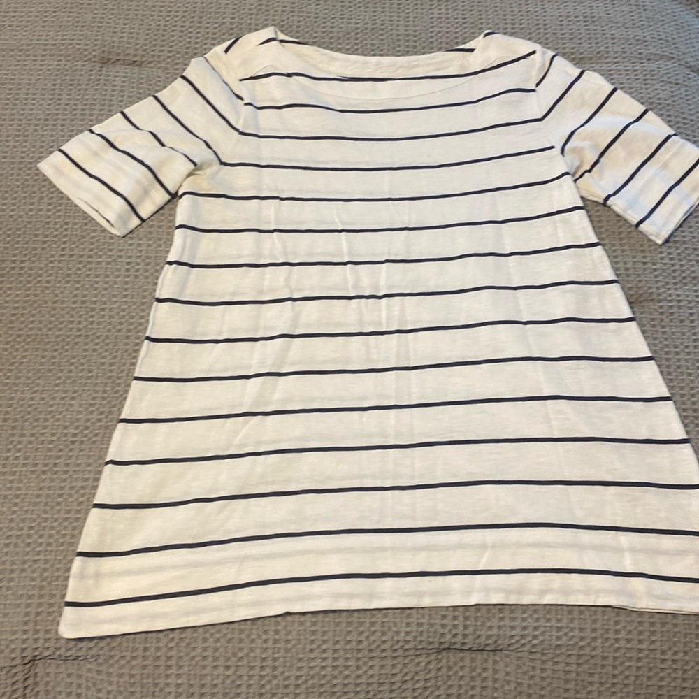 LOFT Black and White Striped Top